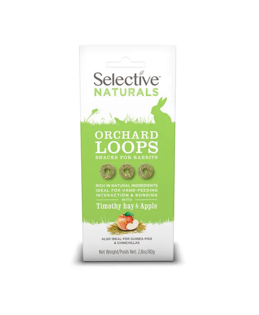 Selective Naturals With Timothy Hay & Apple Orchard Loops Snacks For Rabbit Also Ideal For Guinea Pigs I Chinchillas 80g