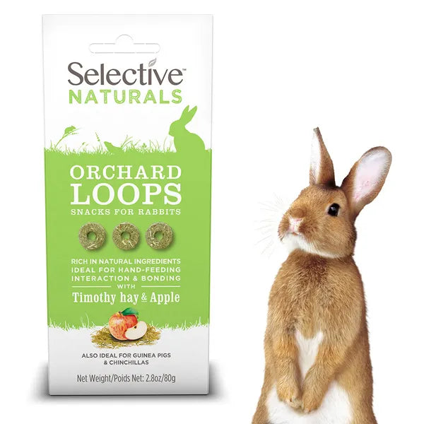 Selective Naturals With Timothy Hay & Apple Orchard Loops Snacks For Rabbit Also Ideal For Guinea Pigs I Chinchillas 80g