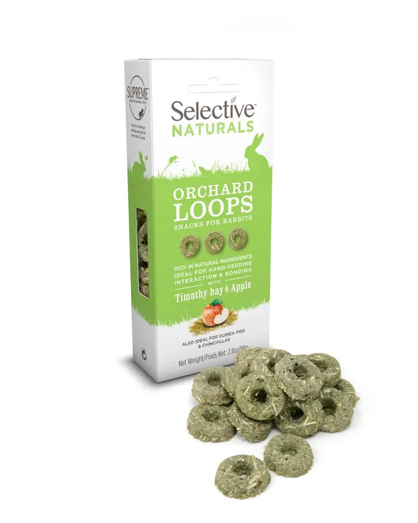 Selective Naturals With Timothy Hay & Apple Orchard Loops Snacks For Rabbit Also Ideal For Guinea Pigs I Chinchillas 80g