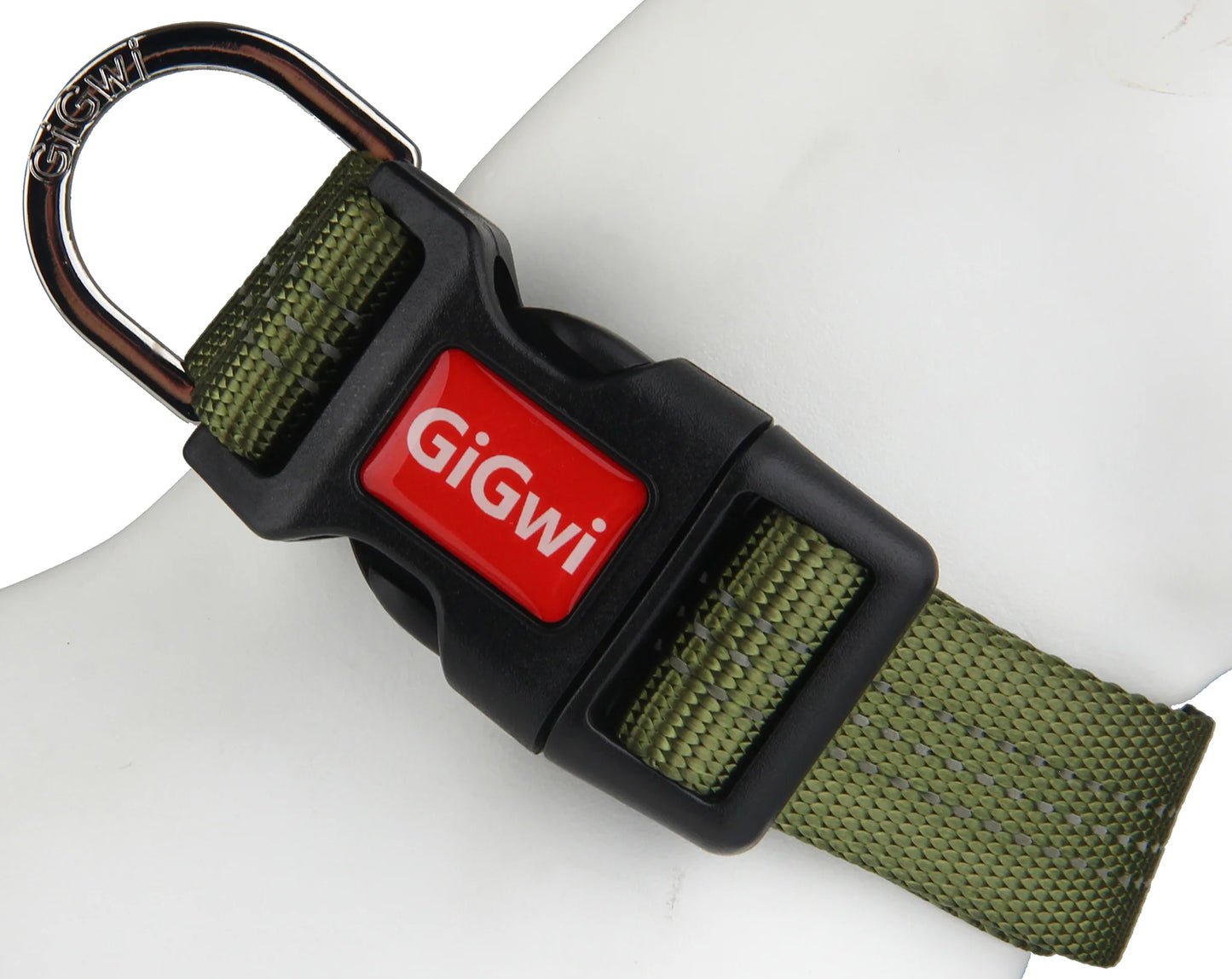 Gigwi Classic Line Collar With Reflective Stitching Sturdy Buckle with Metal D-Ring For Dogs Neck Size 48-70cm Green (XL)