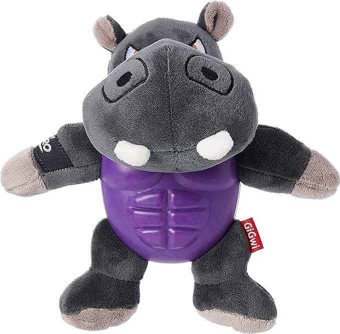 Gigwi I'm Hero Hippo Grey Squeaker Plush Toy for Dog Medium