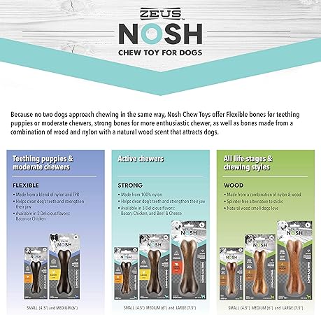 Zeus Nosh Strong Chew Bone Toy - Chicken Flavour