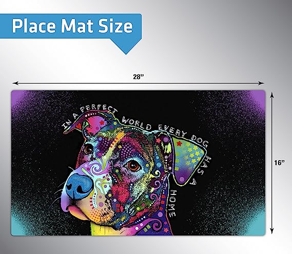 Drymate Pet Bowl Placemat Dog Food Feeding Mat Absorbent Fabric Waterproof Machine Washable - Perfect World 16" x 28"