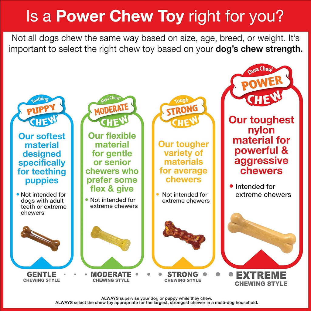 Nylabone Power Chew Flavor Frenzy Bone Triple Pack Chew Toy Up to 7kg Dogs 9.67cmx 2.69cm x 1.60cm