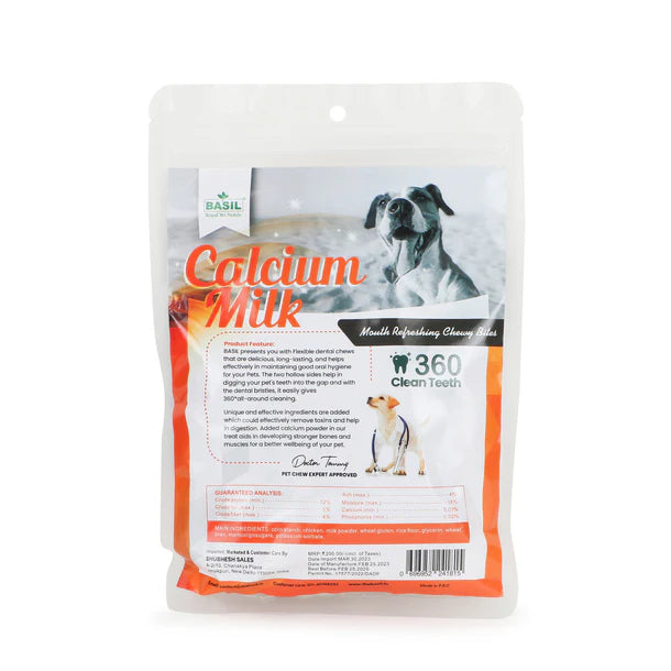 Basil Calcium Milk Chewy Dental Bones 90 gm