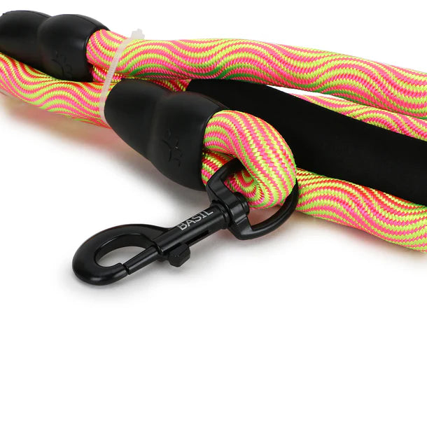 Basil Rope Leash for Dogs & Puppies 4 Feet Yellow & Pink Small