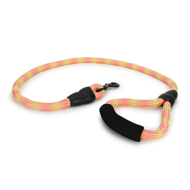 Basil Rope Leash for Dogs & Puppies 4 Feet Yellow & Pink Small