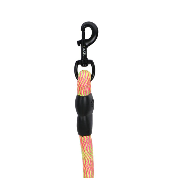 Basil Rope Leash for Dogs & Puppies 4 Feet Yellow & Pink Small