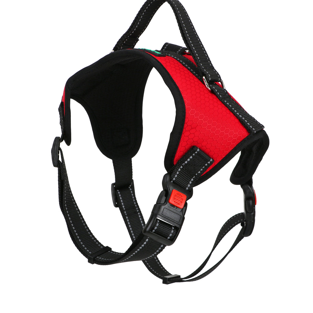 Basil No-Pull Dog Harness with Handle – Adjustable, Durable, and Comfortable (Red)