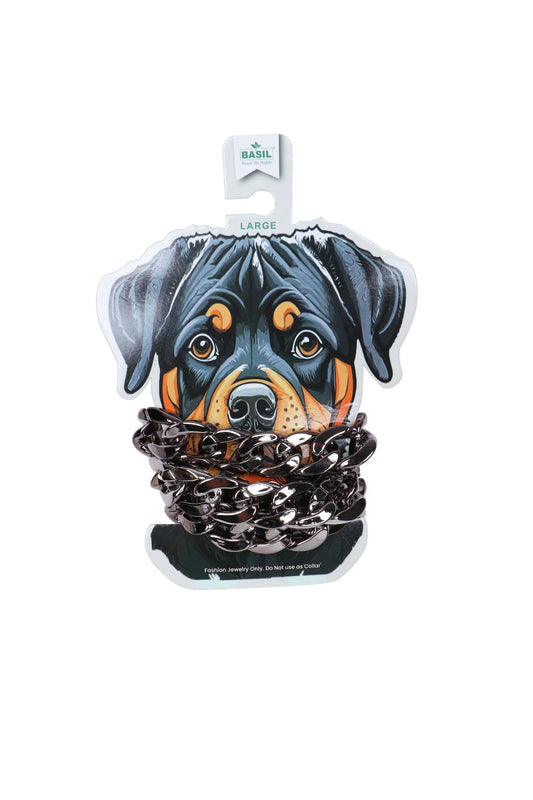 Basil Gun Metal Color Dog Jewelry – Lightweight Glam No Metal Chain Large 34cm