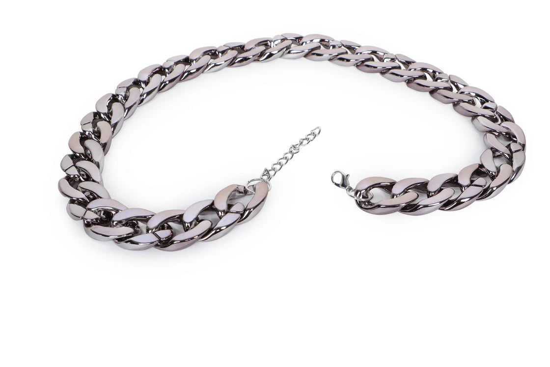 Basil Gun Metal Color Dog Jewelry – Lightweight Glam No Metal Chain Large 34cm