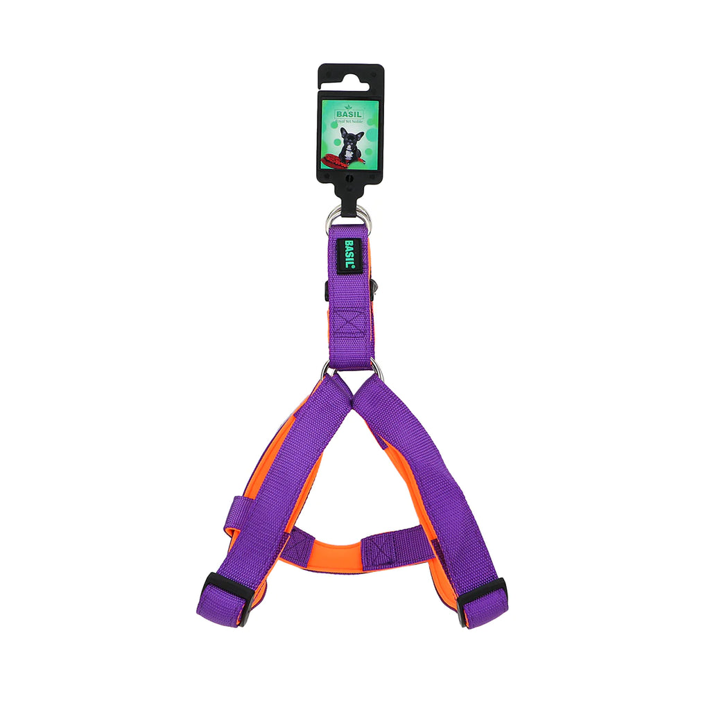 Basil Padded Adjustable Harness for Dogs & Puppies Purple/Orange