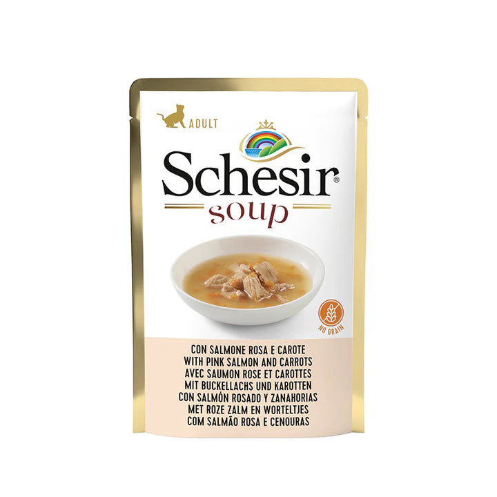 Schesir Pink Salmon & Carrot Cat Soup For Adult Cat No Grain 85g