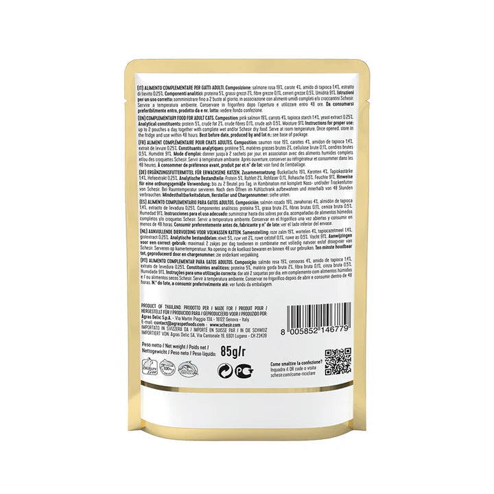 Schesir Pink Salmon & Carrot Cat Soup For Adult Cat No Grain 85g