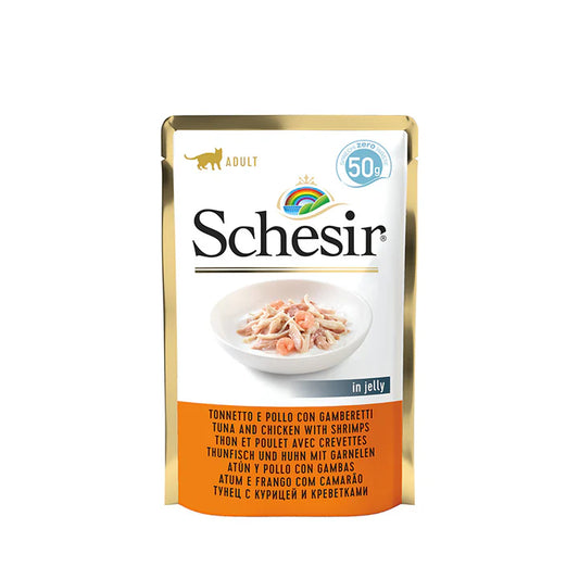 Schesir Tuna Whole Meat Chicken & Shrimp with Rice in Jelly 50g