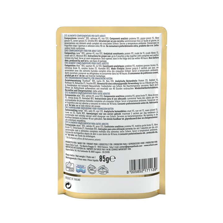 Schesir Tuna in Jelly With Salmon in Jelly Adult Cat Food 85g