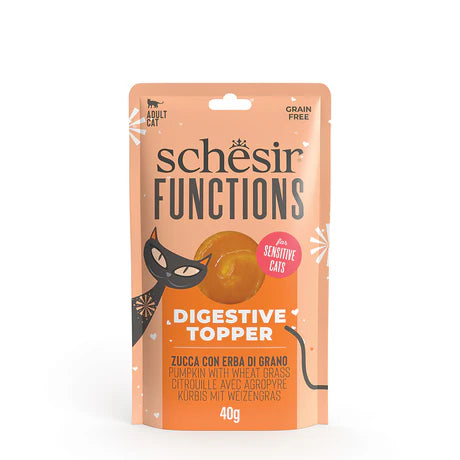 Schesir Function Digestive Tummy Topper Mousse Pumpkin with Wheatgrass Wet Cat Food 40g