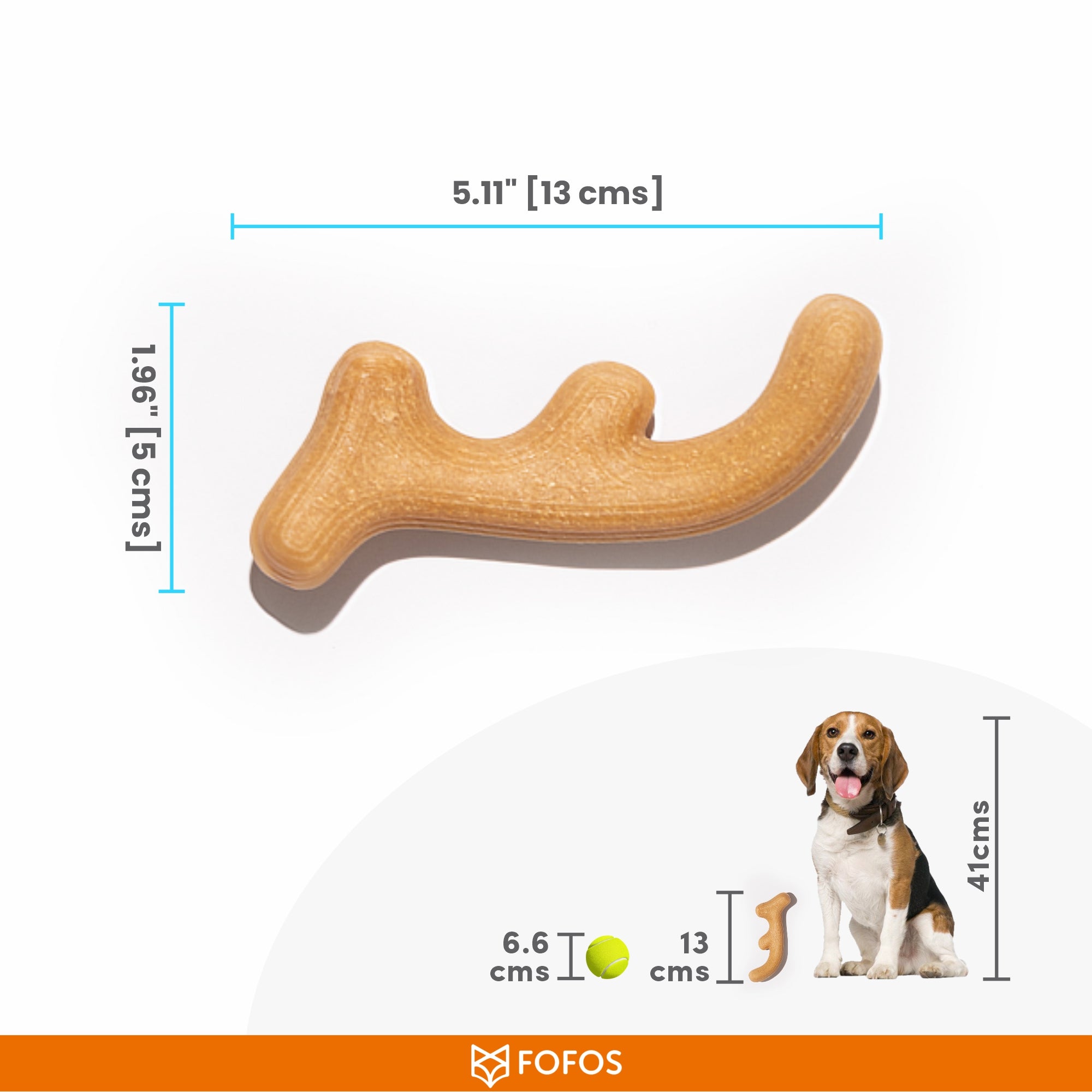 FOFOS Wood play Antler Dog Toy 5x2x13 cm