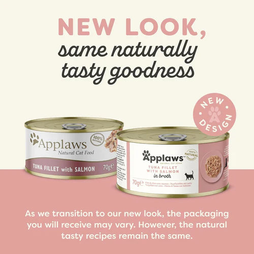Applaws Cat Tin Tuna Fillet with Salmon in Broth 70gm