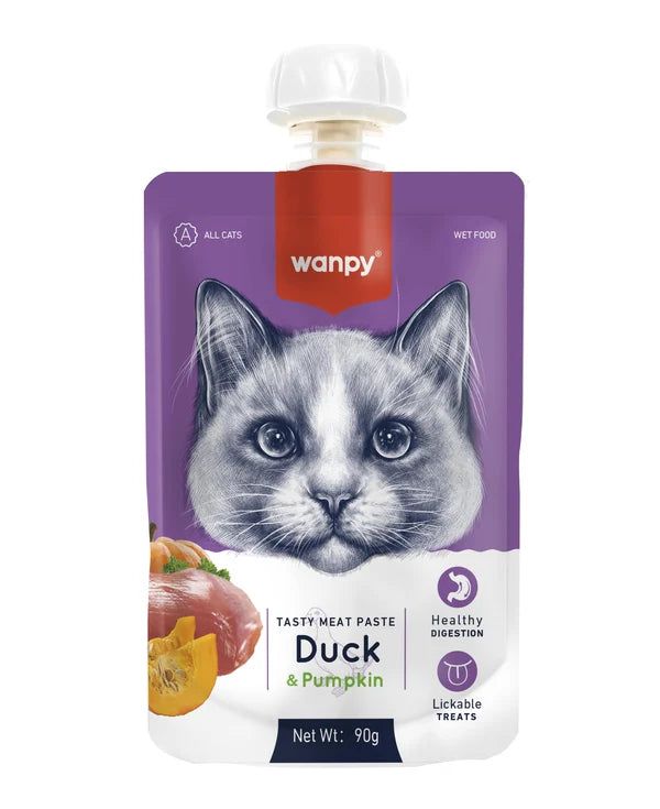 Wanpy Premium Lickable Creamy Meat Paste Duck and Pumpkin Cat Treats 90g