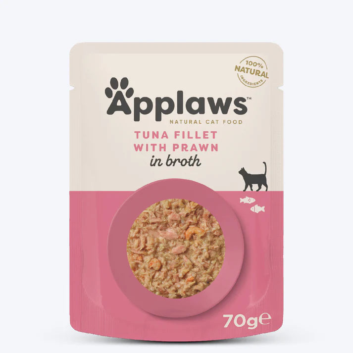 Applaws Pouch Tuna Fillet with Pacific Prawn in Broth Cat Wet Food 70gm