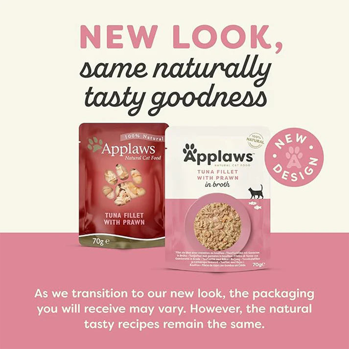 Applaws Pouch Tuna Fillet with Pacific Prawn in Broth Cat Wet Food 70gm