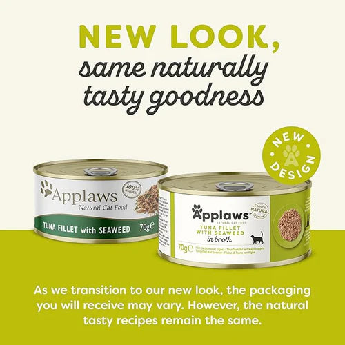 Applaws Tin Tuna Fillet with Seaweed in Broth Cat Wet Food 70gm