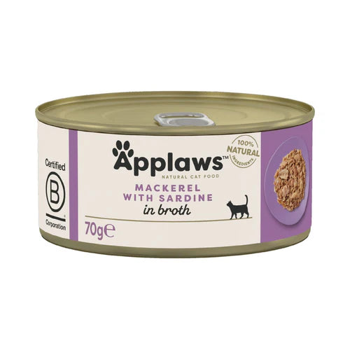 Applaws Cat Tin Mackerel with Sardines in Broth Wet Food 70gm