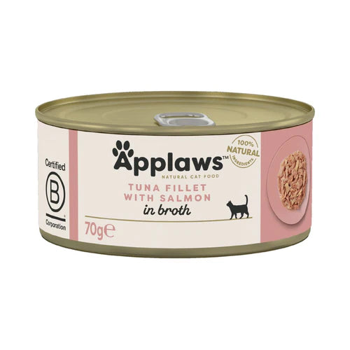Applaws Cat Tin Tuna Fillet with Salmon in Broth 70gm