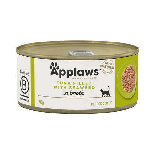 Applaws Tin Tuna Fillet with Seaweed in Broth Cat Wet Food 70gm