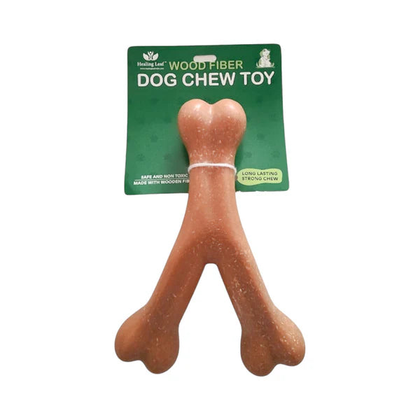 Healing Leaf Wooden chew Toys Wish Bone For Dogs 17 x 12 x 0.5cm