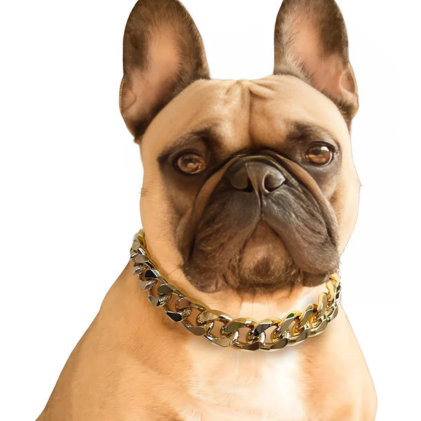 Basil Gold Dog Jewelry – Lightweight Glam No Metal Chain 34cm Small
