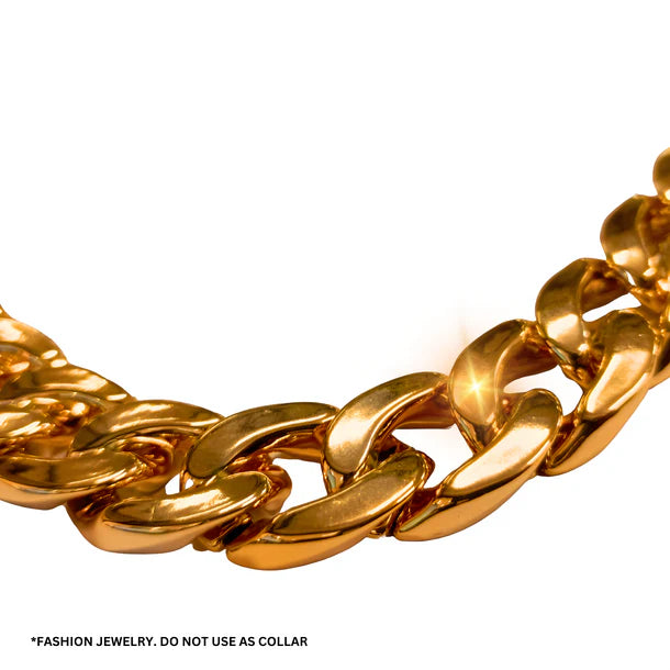 Basil Gold Dog Jewelry – Lightweight Glam No Metal Chain 34cm Small