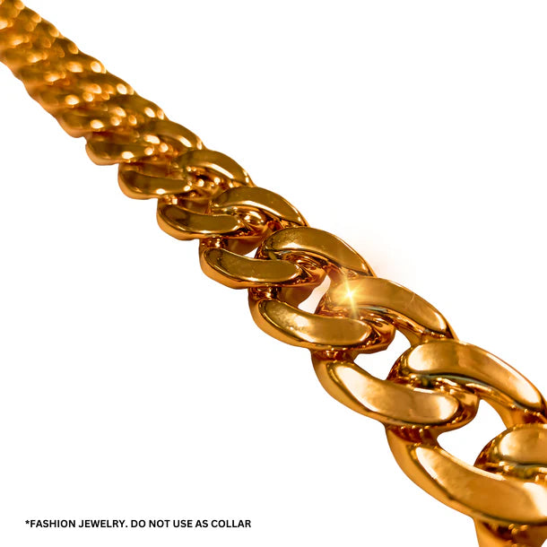 Basil Gold Dog Jewelry – Lightweight Glam No Metal Chain 34cm Small