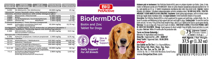 Bio Pet Active Bioderm Dog Supplement 75 Tab
