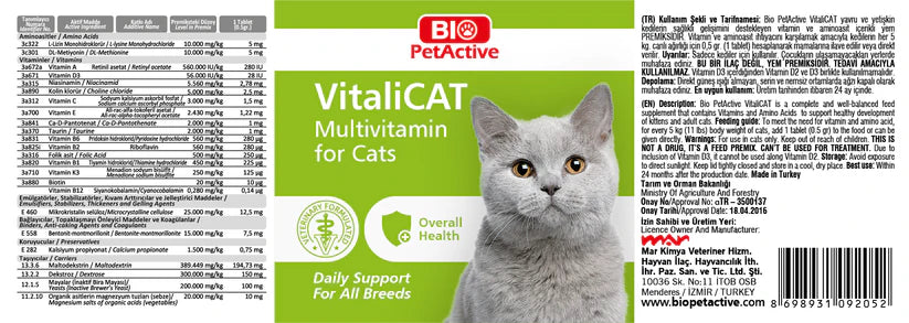 Bio Pet Active Vitali Cat Multivitamin For Cats 30 Tab