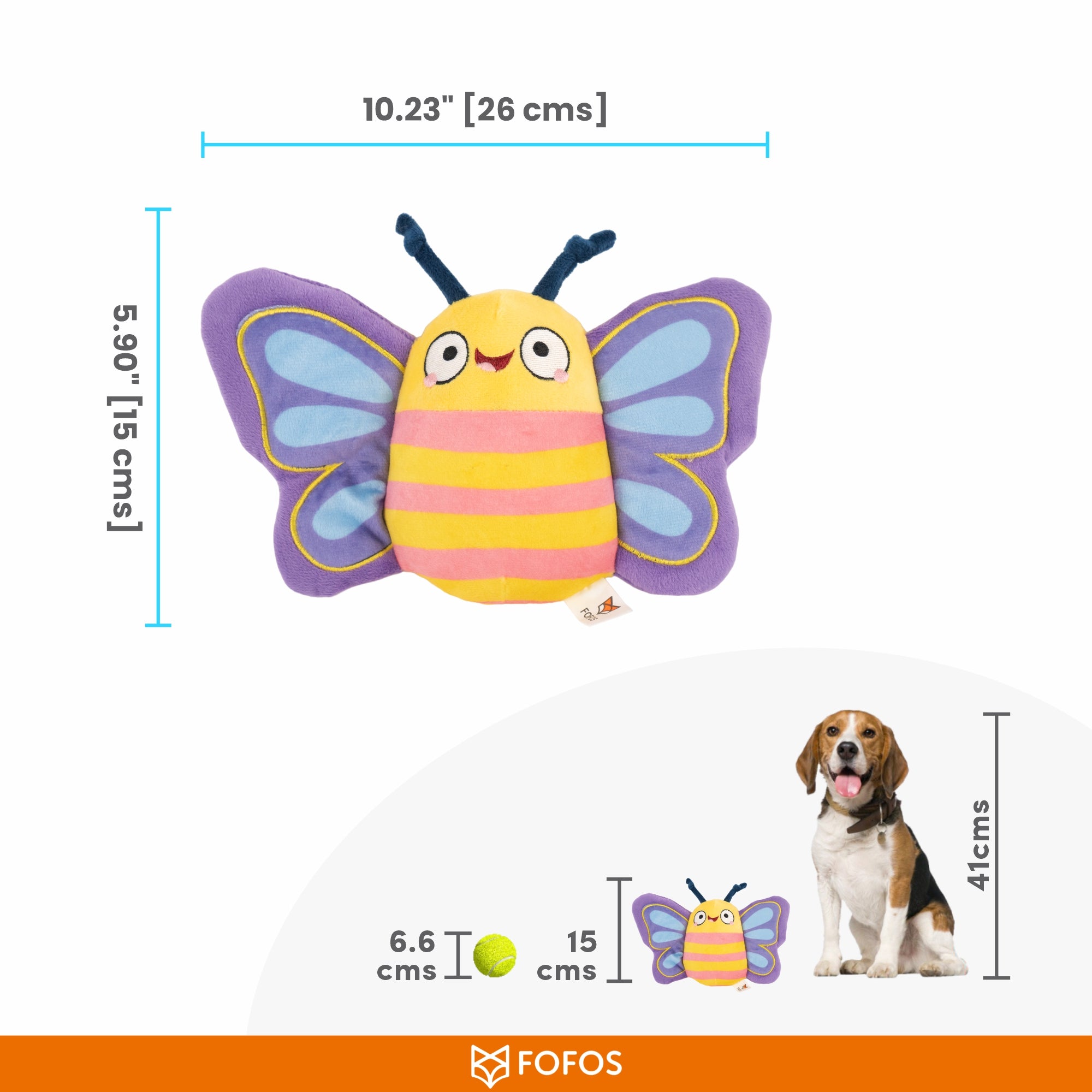 FOFOS Garden Butterfly Dog Toy 26 x 6 x 15 cm