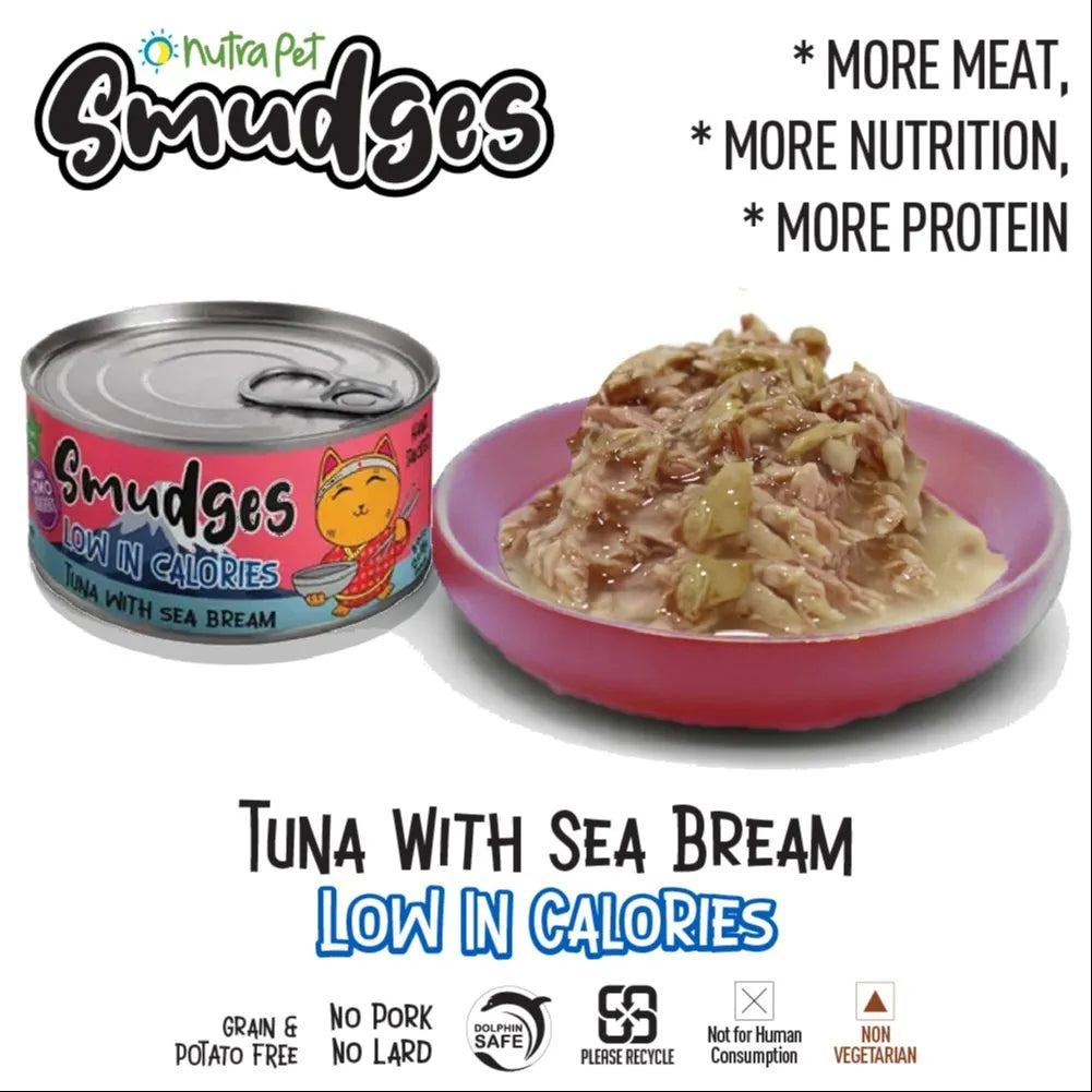 Smudges Low in Calories Tuna with Sea Bream in Soft Jelly Adult Cat Food 80gm