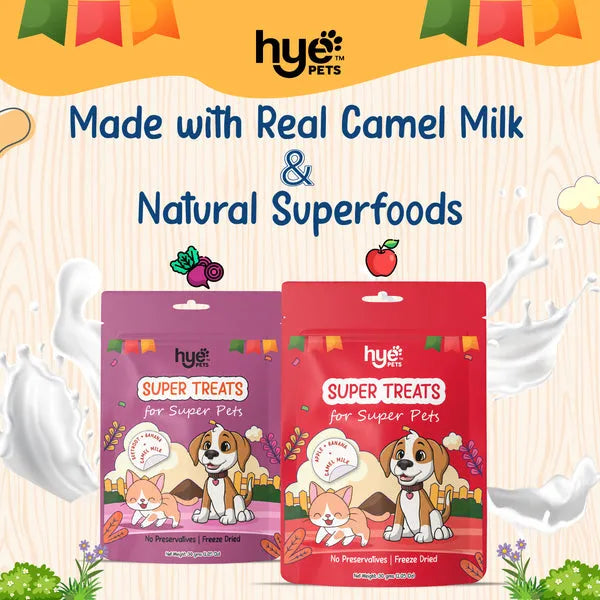 HYE Pets Freeze Dried Treats with Camel Milk, Beetroot and Banana for Dogs and Cats 30g