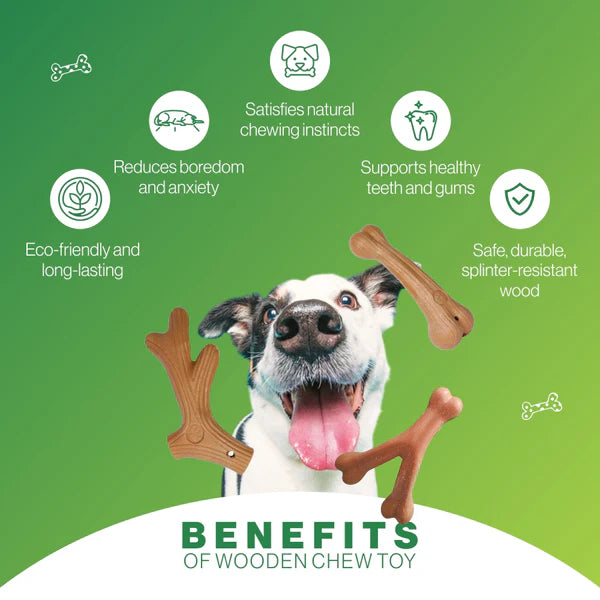 Healing Leaf Wooden chew Toys Antler For Dogs 12 x 2 x 0.5cm