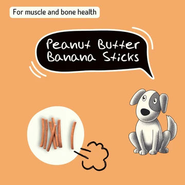 Nuts over Mutts Peanut Butter Banana Rolled Stick Vegetarian All-Natural & Gluten-Free Treats For Dogs 200g