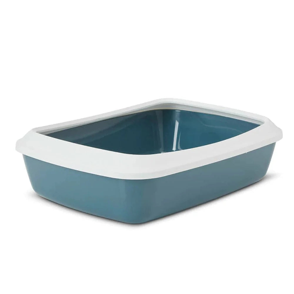 Savic Iriz 50 Cat Litter Tray with Rim | Size: 50x35x12cm | White-Bluestone