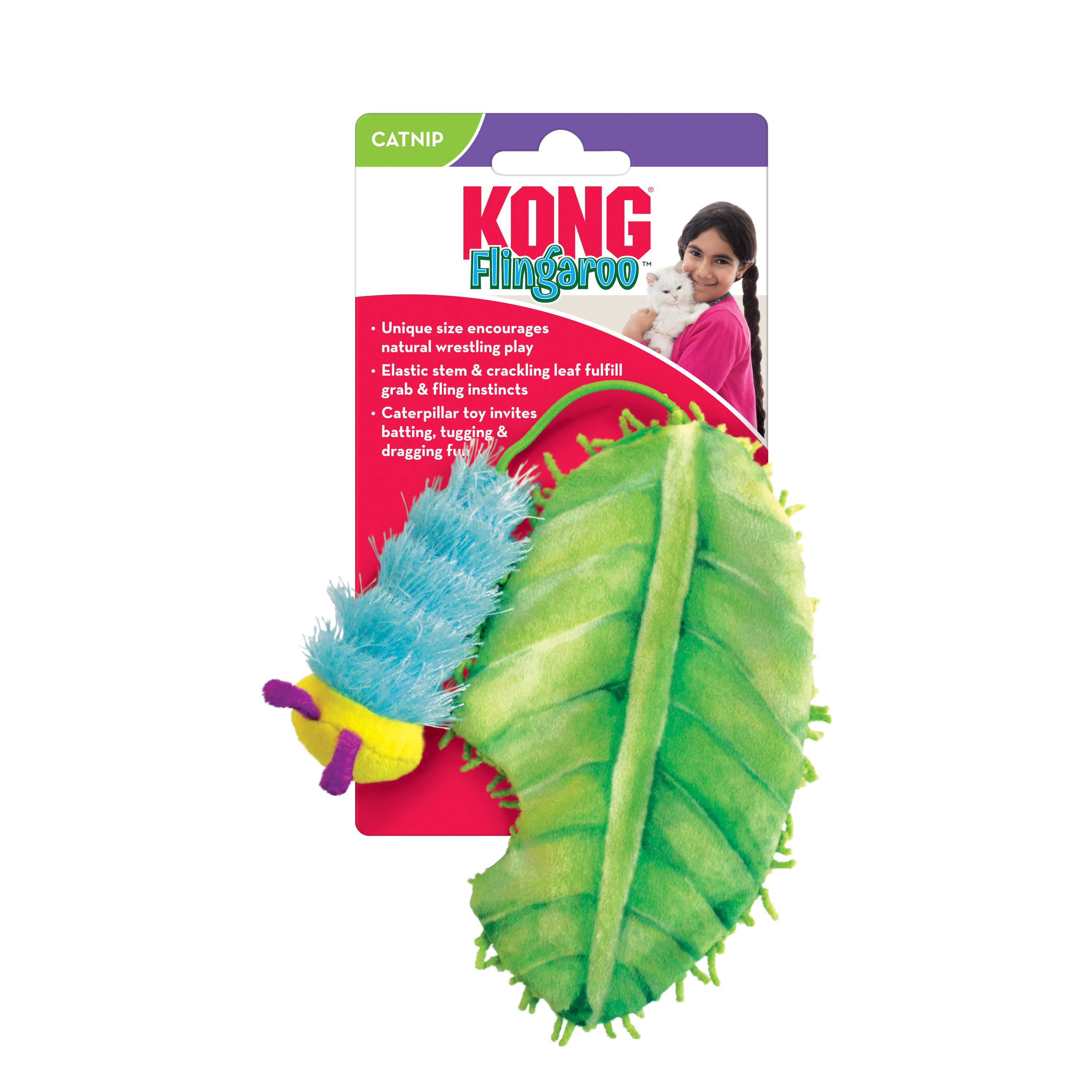 Kong Flingaroo Caterpillar Cat Toy 25.40x8.26x3.18cm