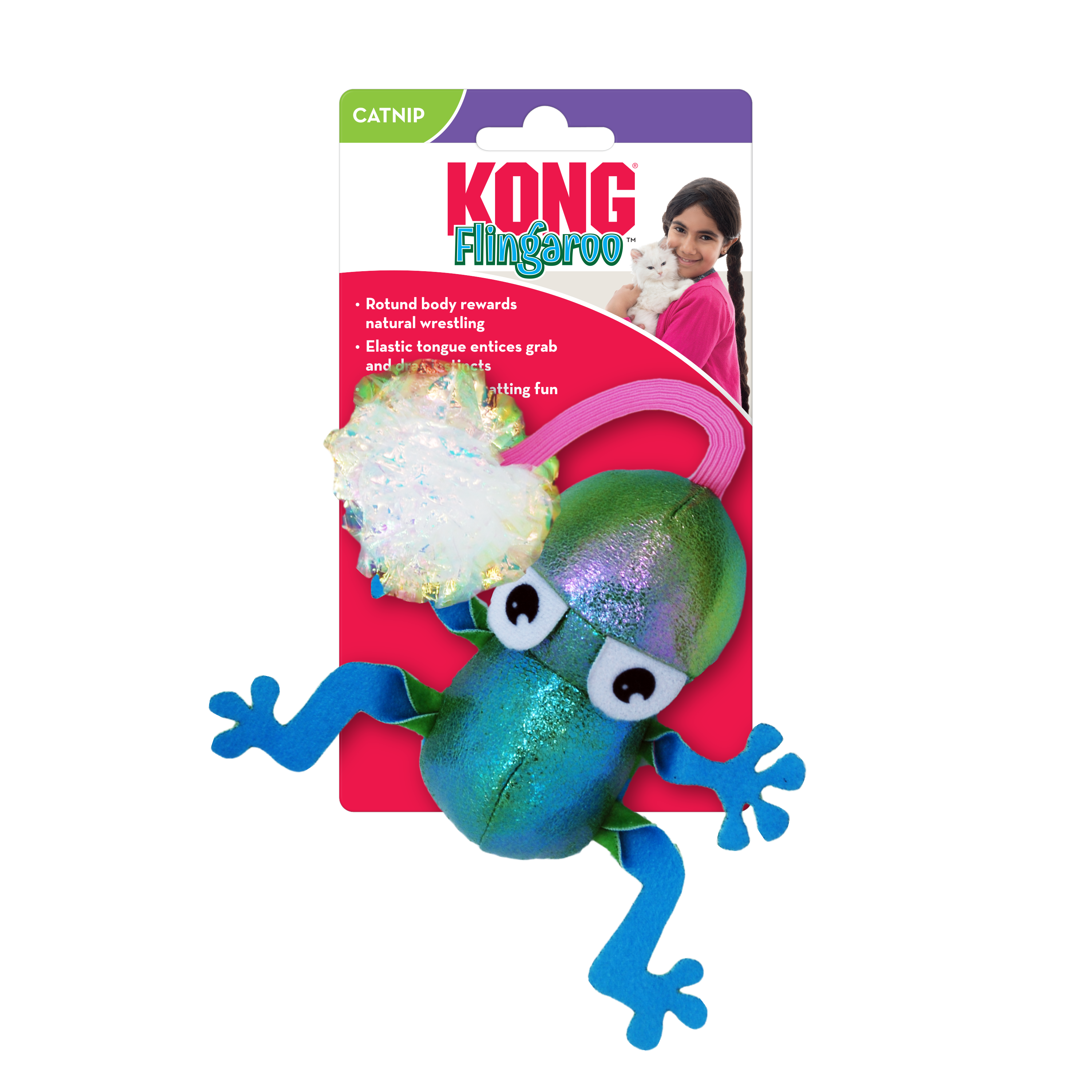 Kong Flingaroo Frog Toy For Cats 21.08x21.08x27.95cm