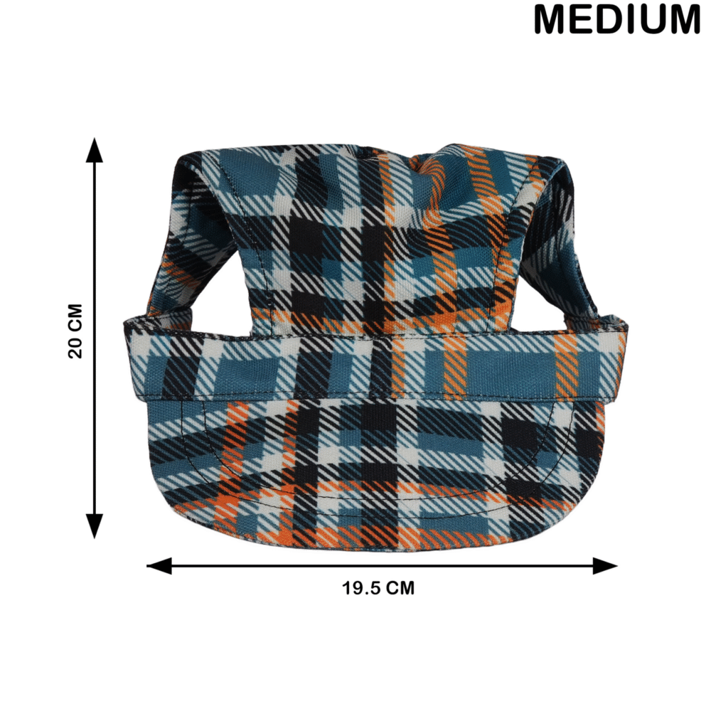 Unleash Pet Cap Green Check Medium 8 x 15 x 7.5"