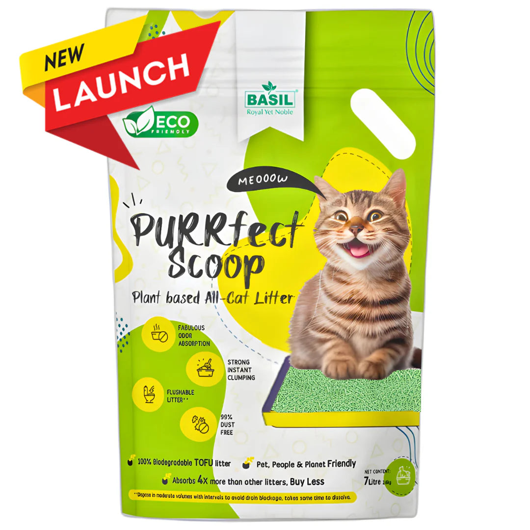 Basil PURRfect Scoop Cat Litter Eco-Friendly & Biodegradable Green Tea TOFU Cat Litter 7Ltr (2.6kg)