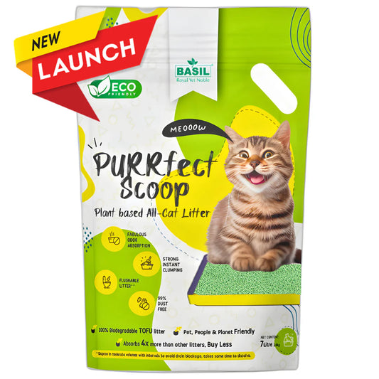 Basil PURRfect Scoop Cat Litter Eco-Friendly & Biodegradable Green Tea TOFU Cat Litter 7Ltr (2.6kg)