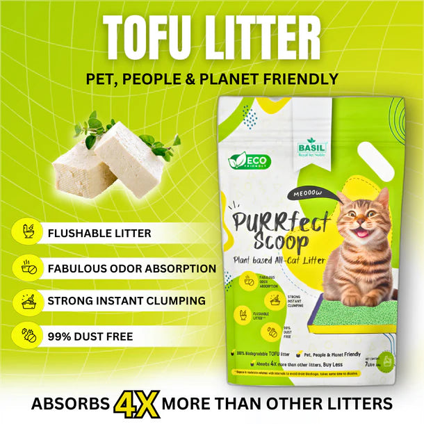 Basil PURRfect Scoop Cat Litter Eco-Friendly & Biodegradable Green Tea TOFU Cat Litter 7Ltr (2.6kg)