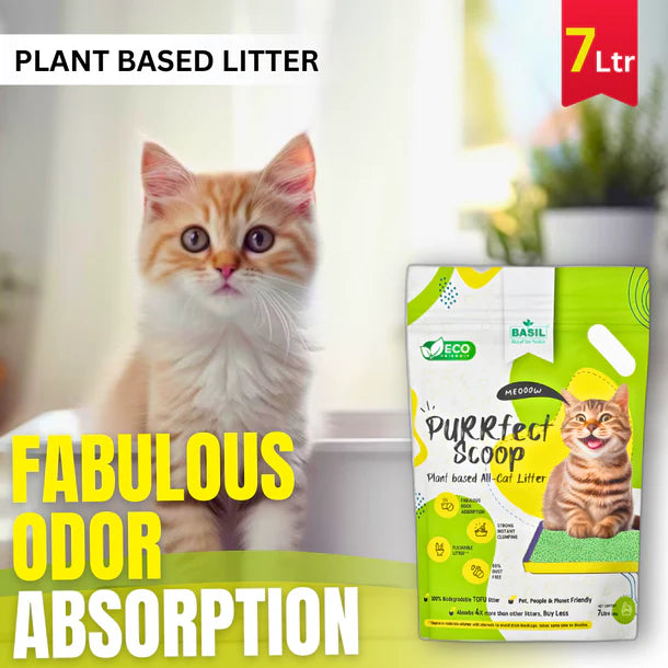 Basil PURRfect Scoop Cat Litter Eco-Friendly & Biodegradable Milk TOFU Cat Litter 7Ltr (2.6kg)