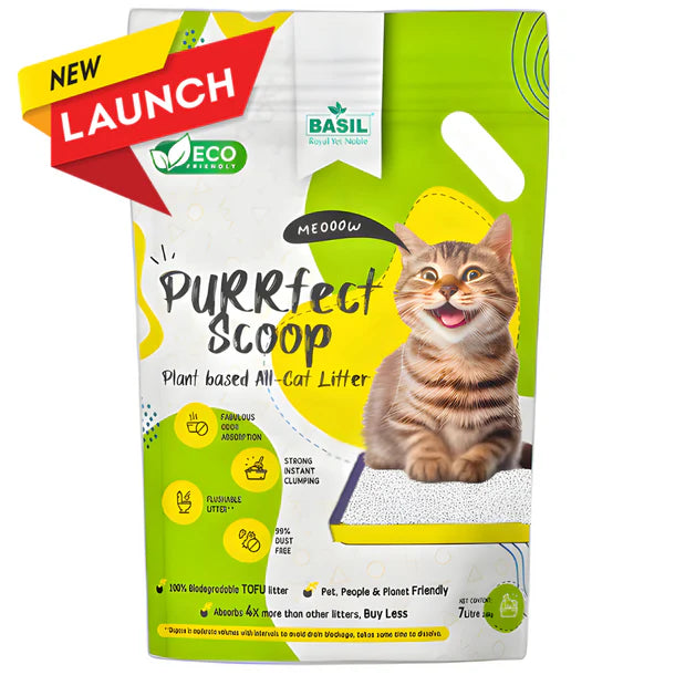 Basil PURRfect Scoop Cat Litter Eco-Friendly & Biodegradable Milk TOFU Cat Litter 7Ltr (2.6kg)